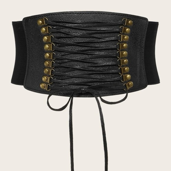 Accessories - Wide Cinch Edgy Corset Victorian Style Gold Bucket Elastic Wide Waist Band
